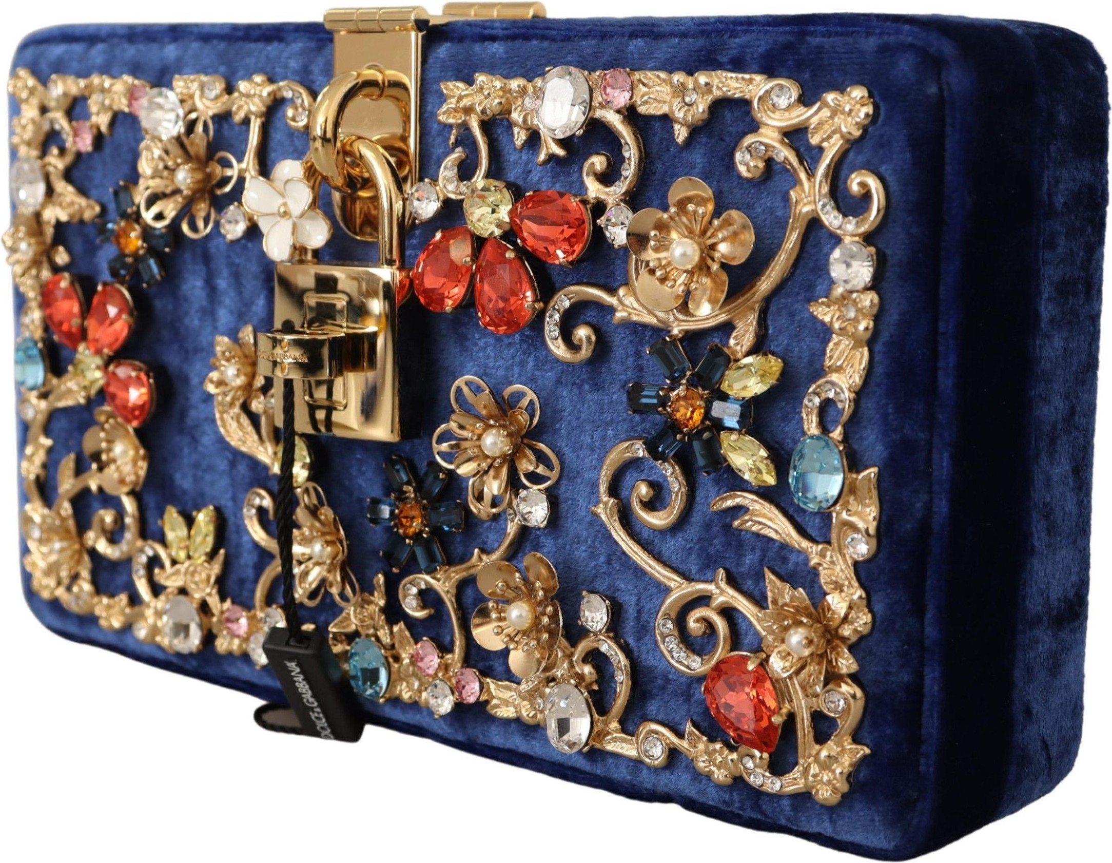 Коробка-клатч Dolce & Gabbana Элегантный Сапфировый Вечерний Клатч с Кристальной Отделкой