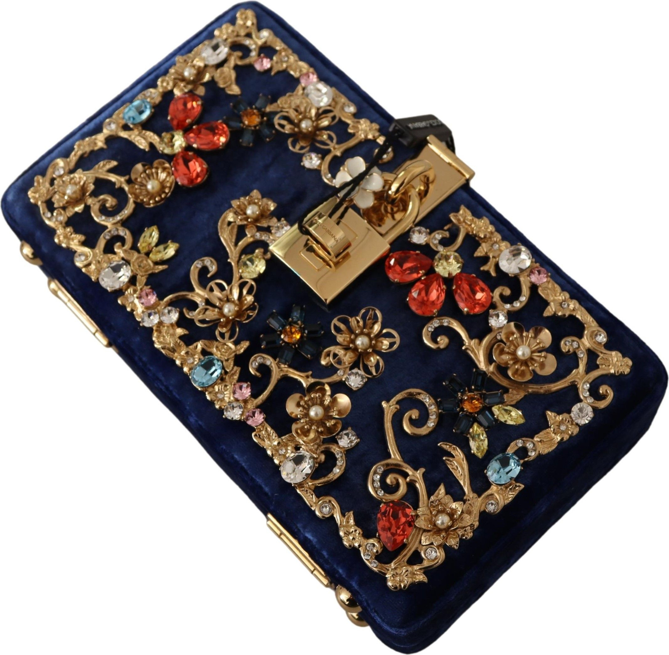 Коробка-клатч Dolce & Gabbana Элегантный Сапфировый Вечерний Клатч с Кристальной Отделкой