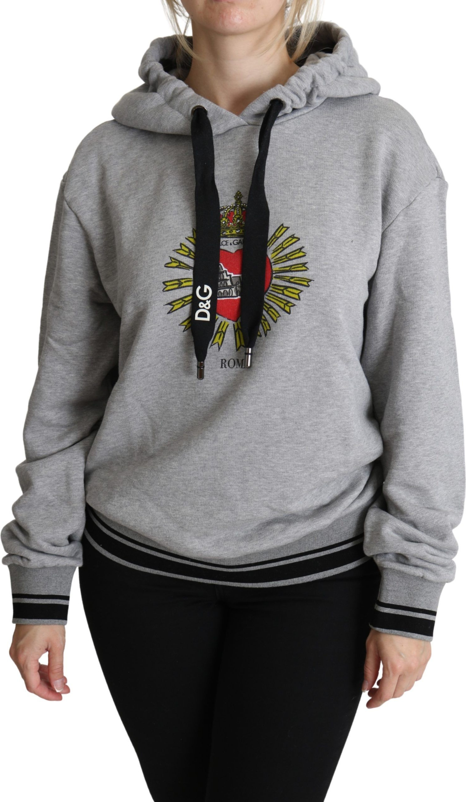Sweater Dolce & Gabbana Gray Printed Exclusive Logo Sweater