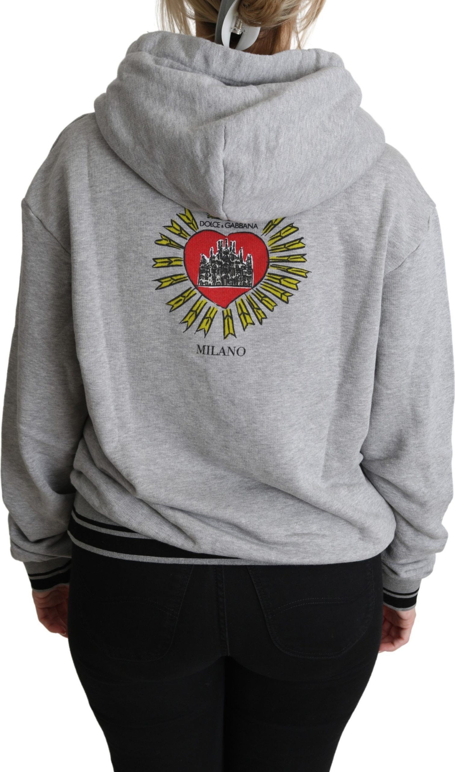 Sweater Dolce & Gabbana Gray Printed Exclusive Logo Sweater