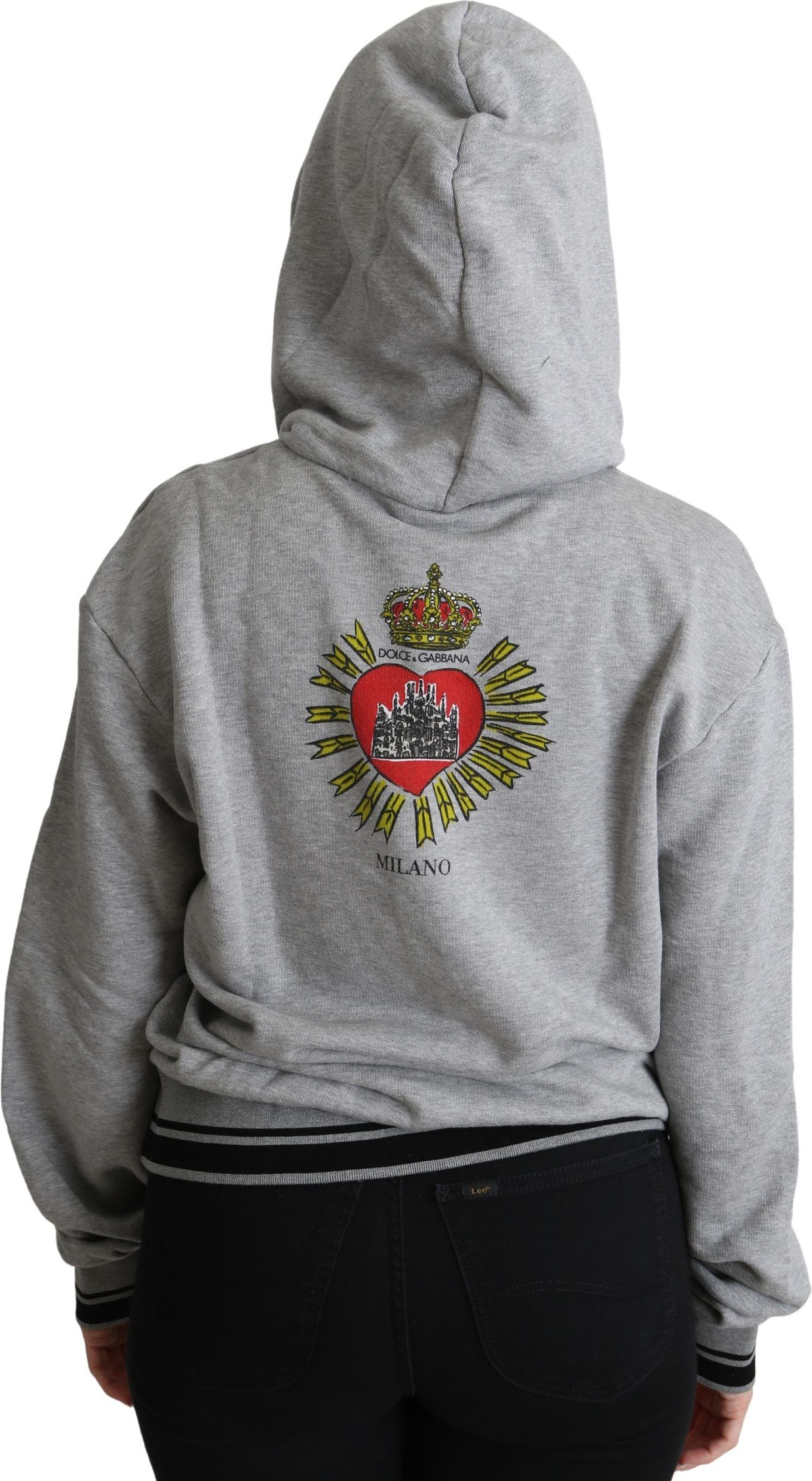 Sweater Dolce & Gabbana Gray Printed Exclusive Logo Sweater