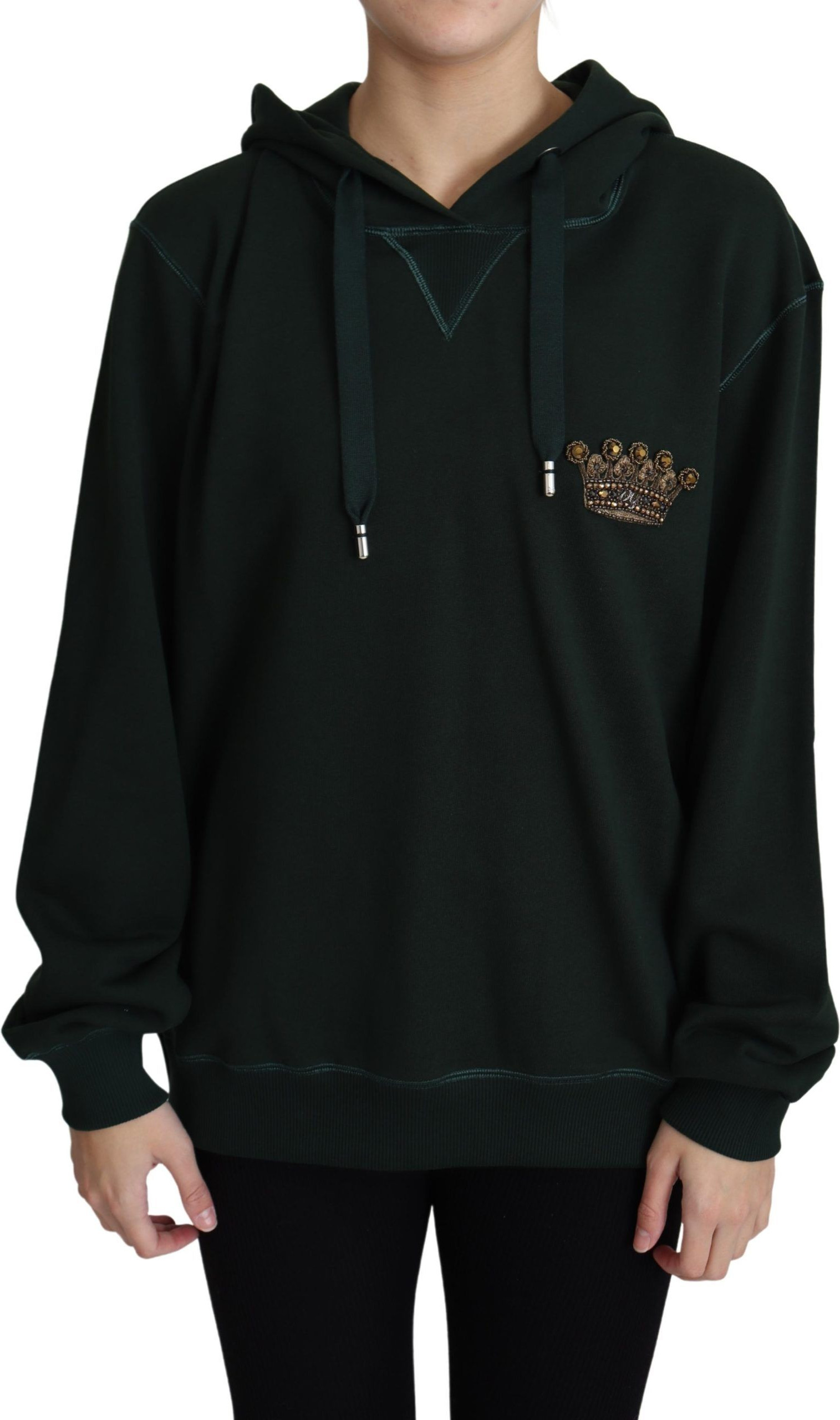 Pullover Dolce & Gabbana Dark Green Crown Embroidery Hoodie