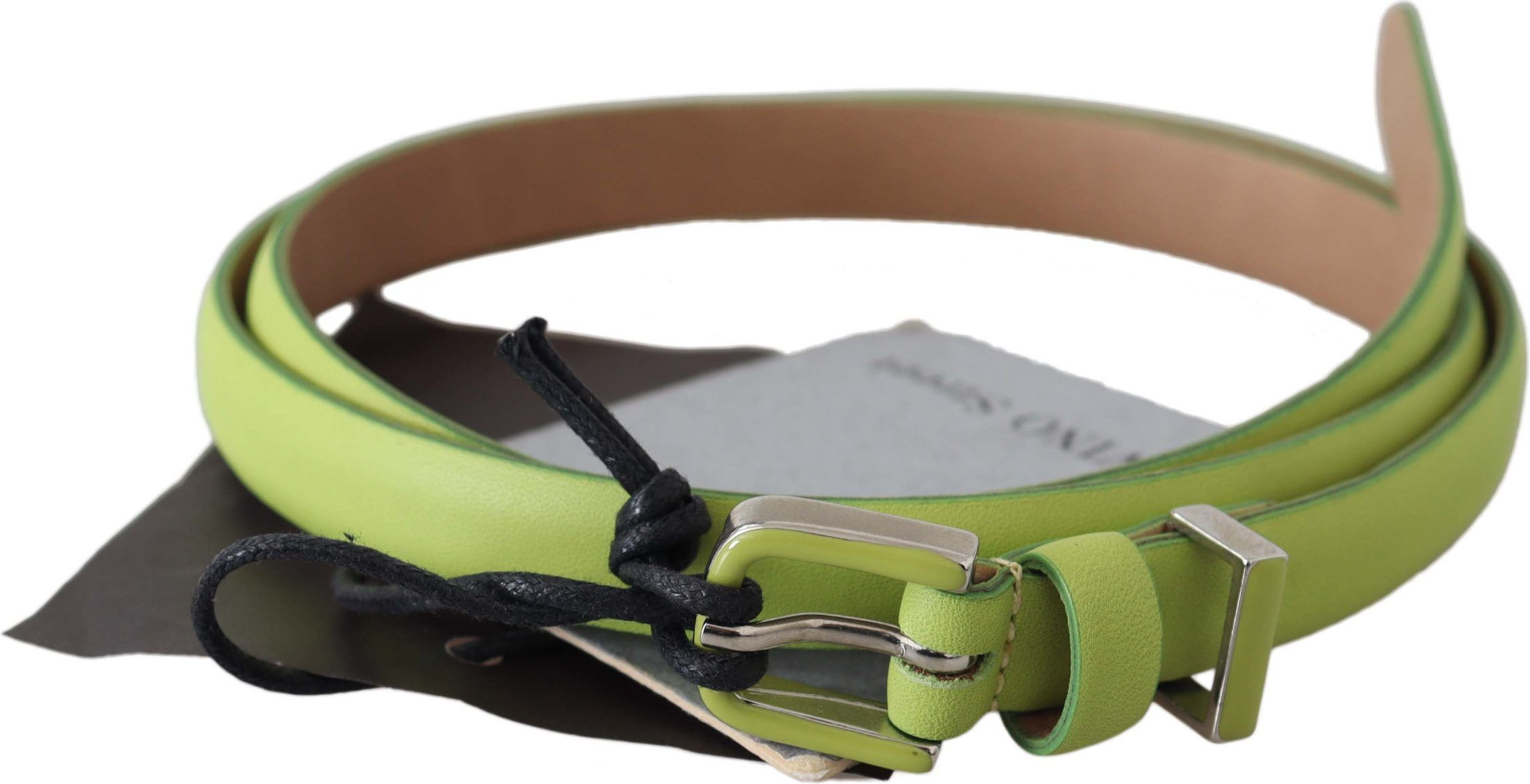 Belt Ermanno Scervino Classic Green Leather Belt with Silver-Tone Hardware