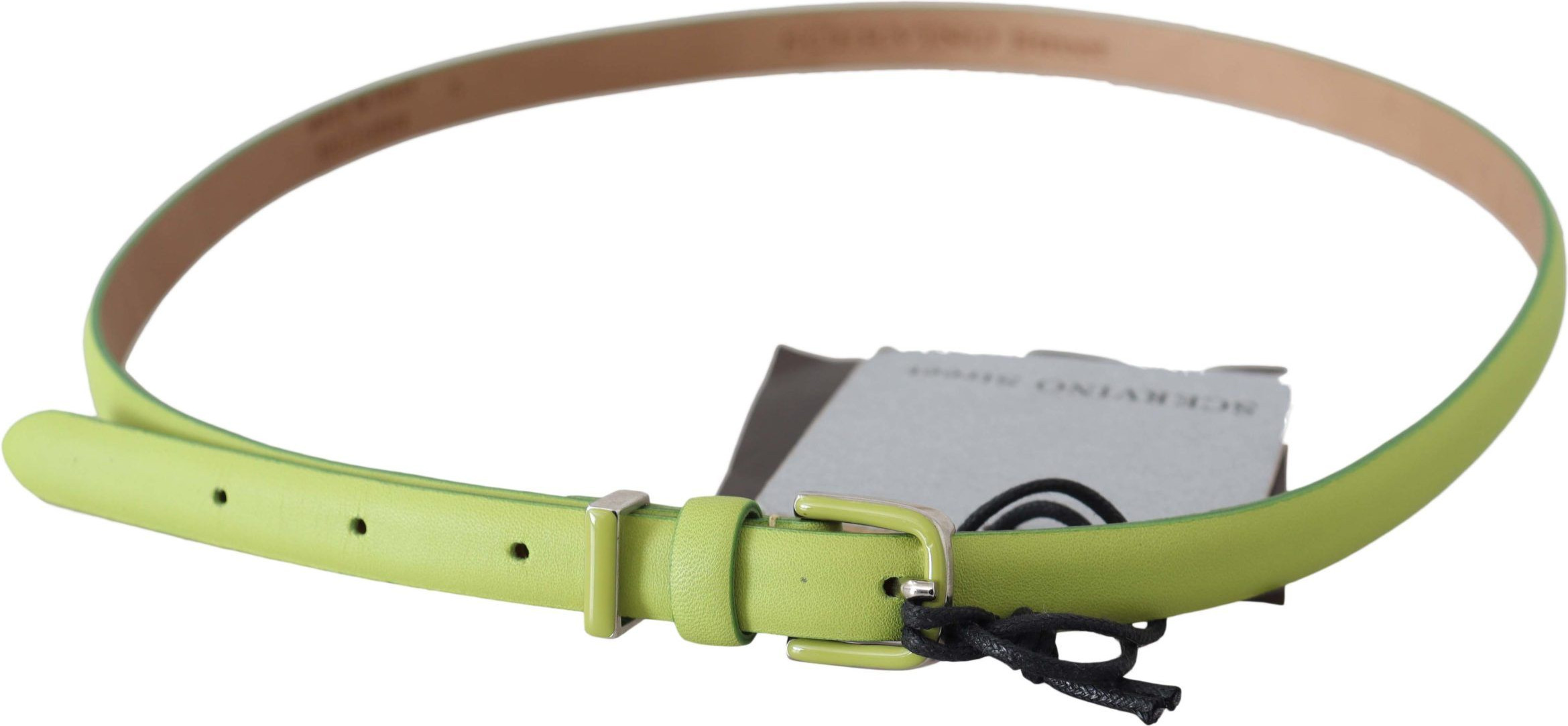 Belt Ermanno Scervino Classic Green Leather Belt with Silver-Tone Hardware