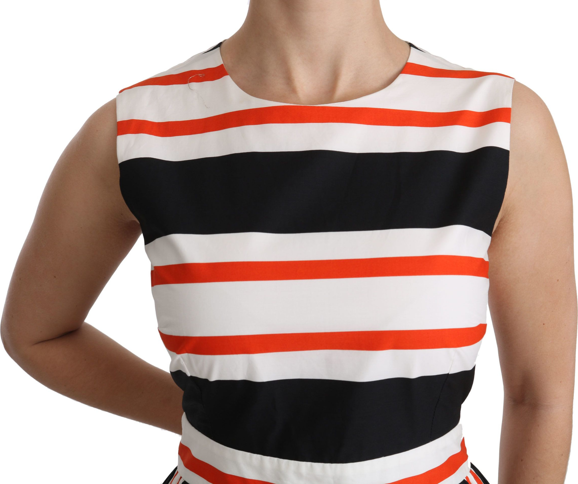 Dress Dolce & Gabbana Multicolor Stripes A-Line Pleated Midi Dress