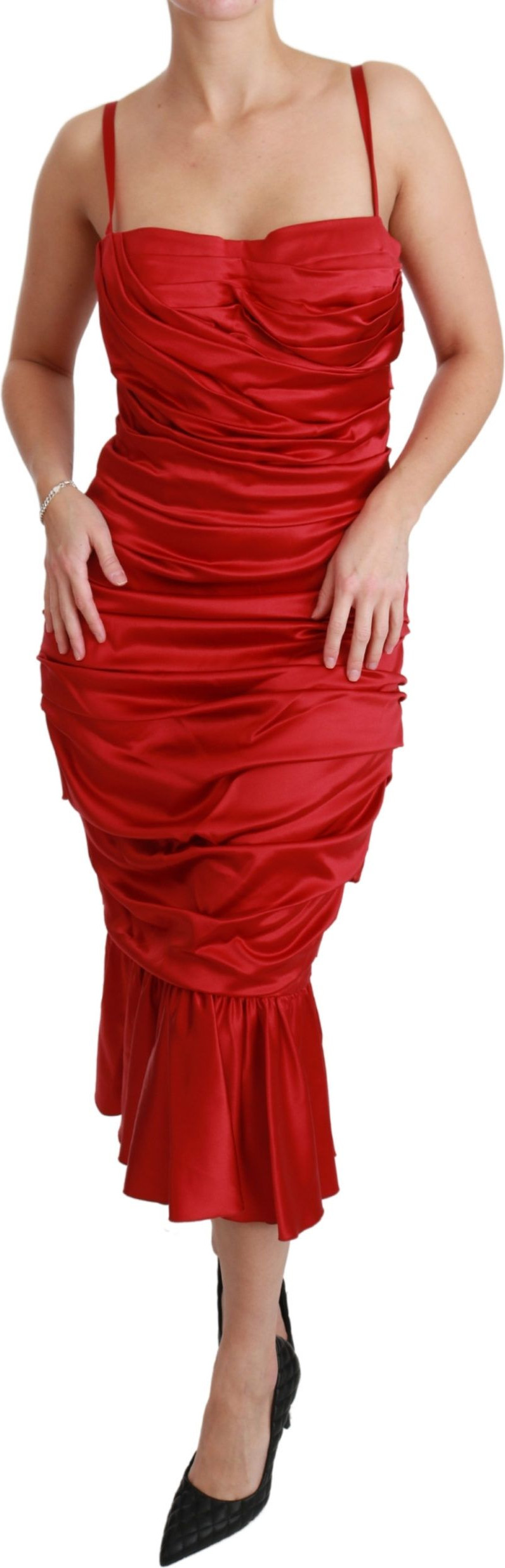 Dress Dolce & Gabbana Red Silk Stretch Mermaid Bodycon Dress