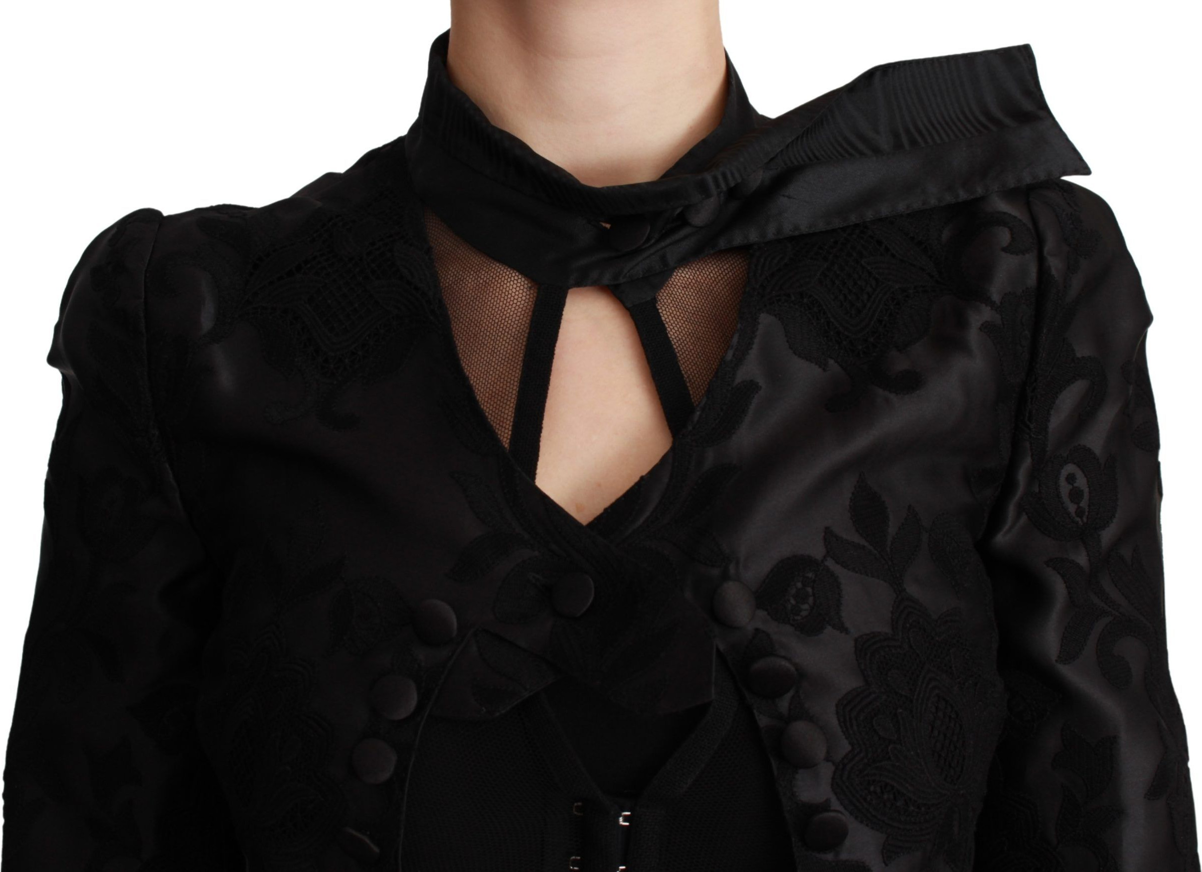Жакет Dolce & Gabbana Черный Жаккардовый Пиджак с Цветочным Узором