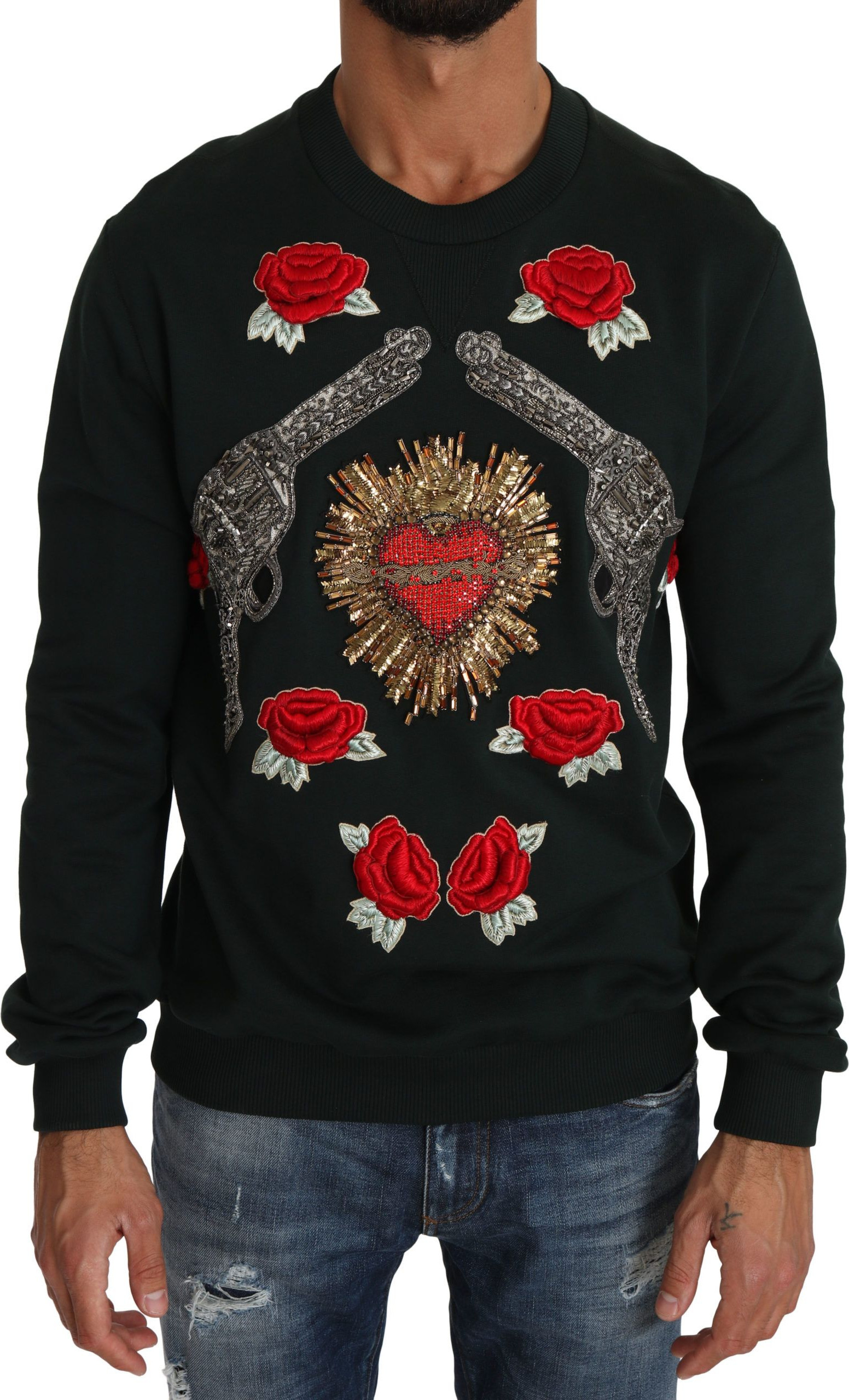 Jumper Dolce & Gabbana Yashil Kristalli Yurak Gulchambar Gulxan