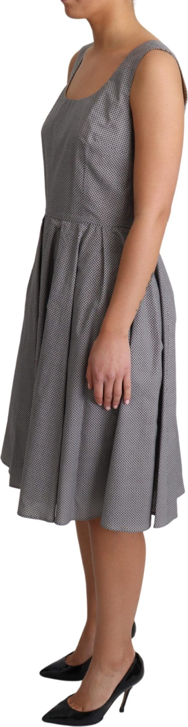 Dress Dolce & Gabbana Blue Beige Geometric Cotton A-Line