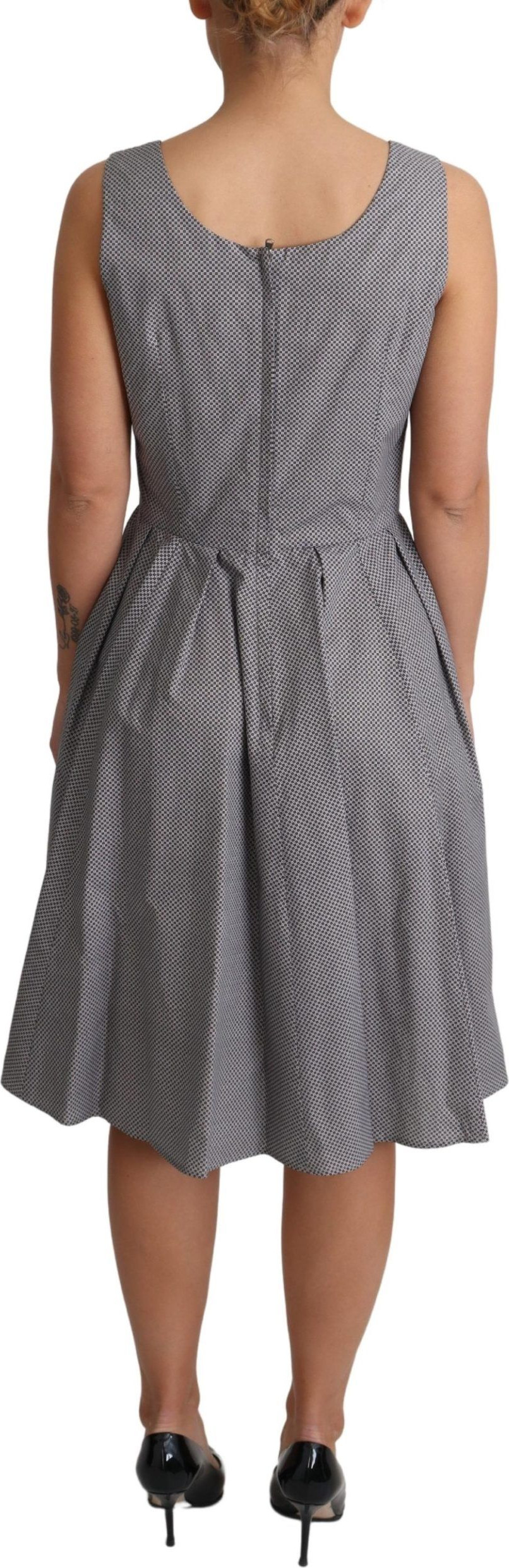 Dress Dolce & Gabbana Blue Beige Geometric Cotton A-Line