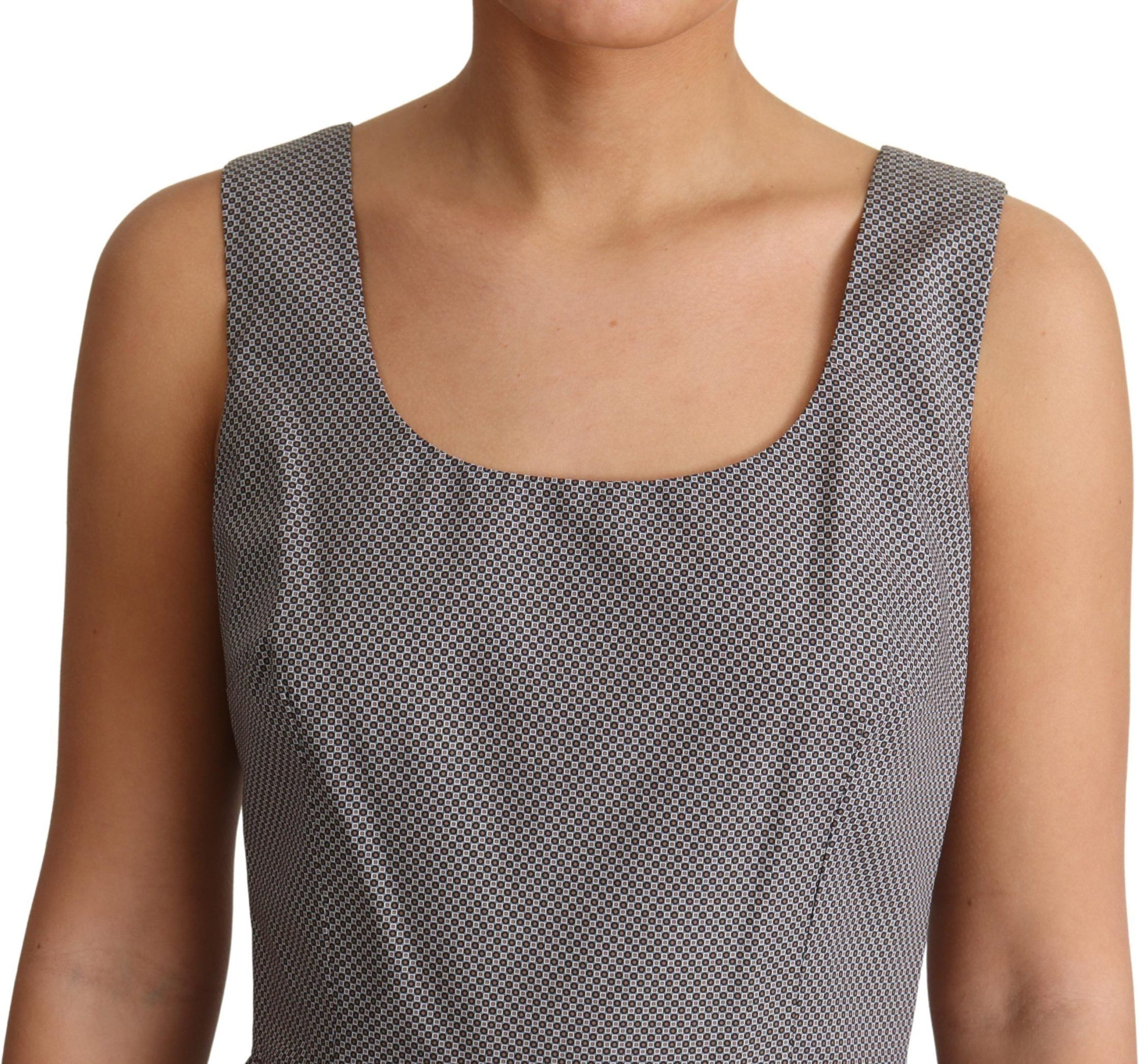 Dress Dolce & Gabbana Blue Beige Geometric Cotton A-Line