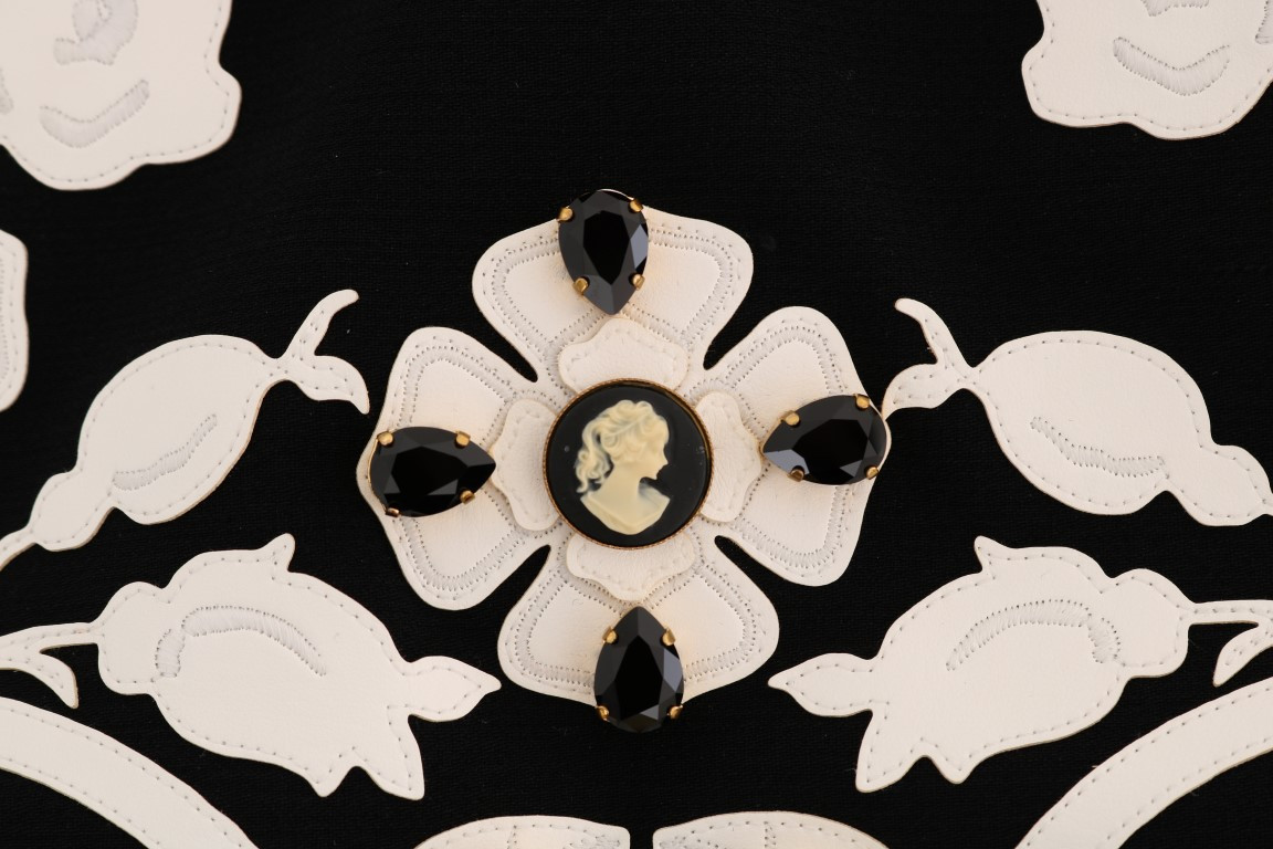 Potel yubka Dolce & Gabbana Qora kristalli gulli