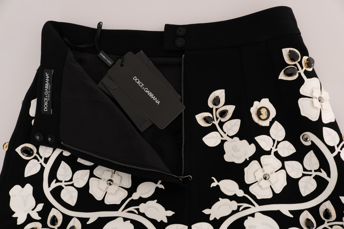 Potel yubka Dolce & Gabbana Qora kristalli gulli