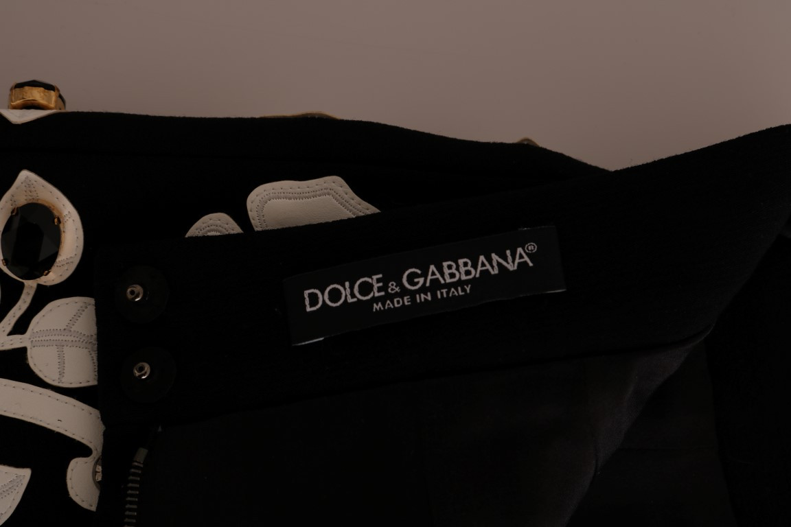 Potel yubka Dolce & Gabbana Qora kristalli gulli