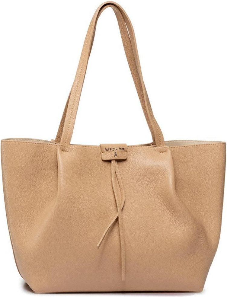 Shopping Bag Patrizia Pepe Elegant Beige Leather Shopping Bag with Pochette