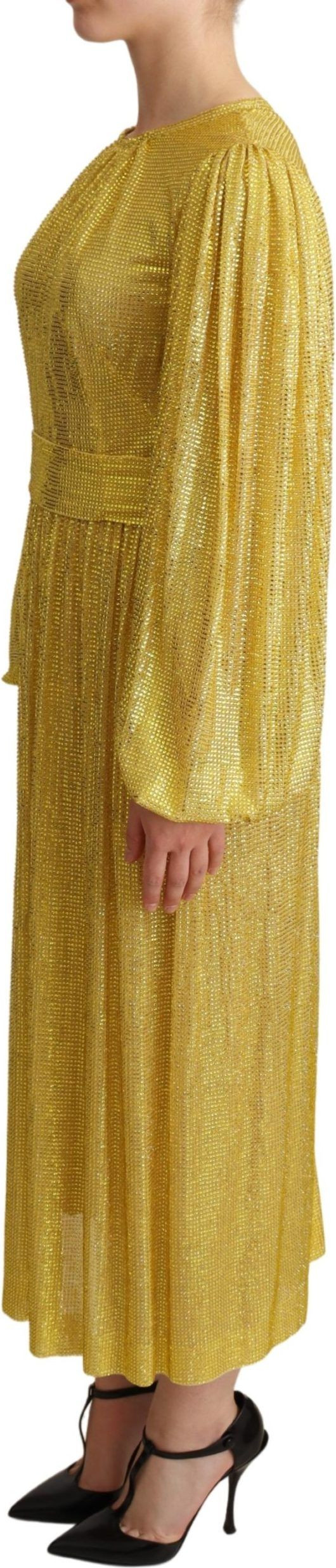 Maxi Ko'ylak Dolce & Gabbana Sariq Kristalli To'rli Kiyim