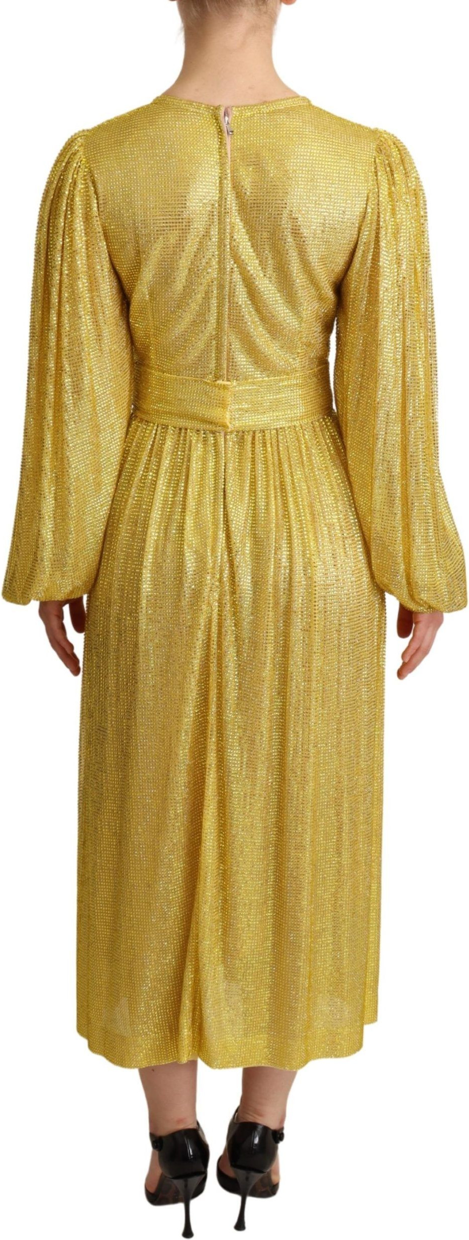 Maxi Ko'ylak Dolce & Gabbana Sariq Kristalli To'rli Kiyim