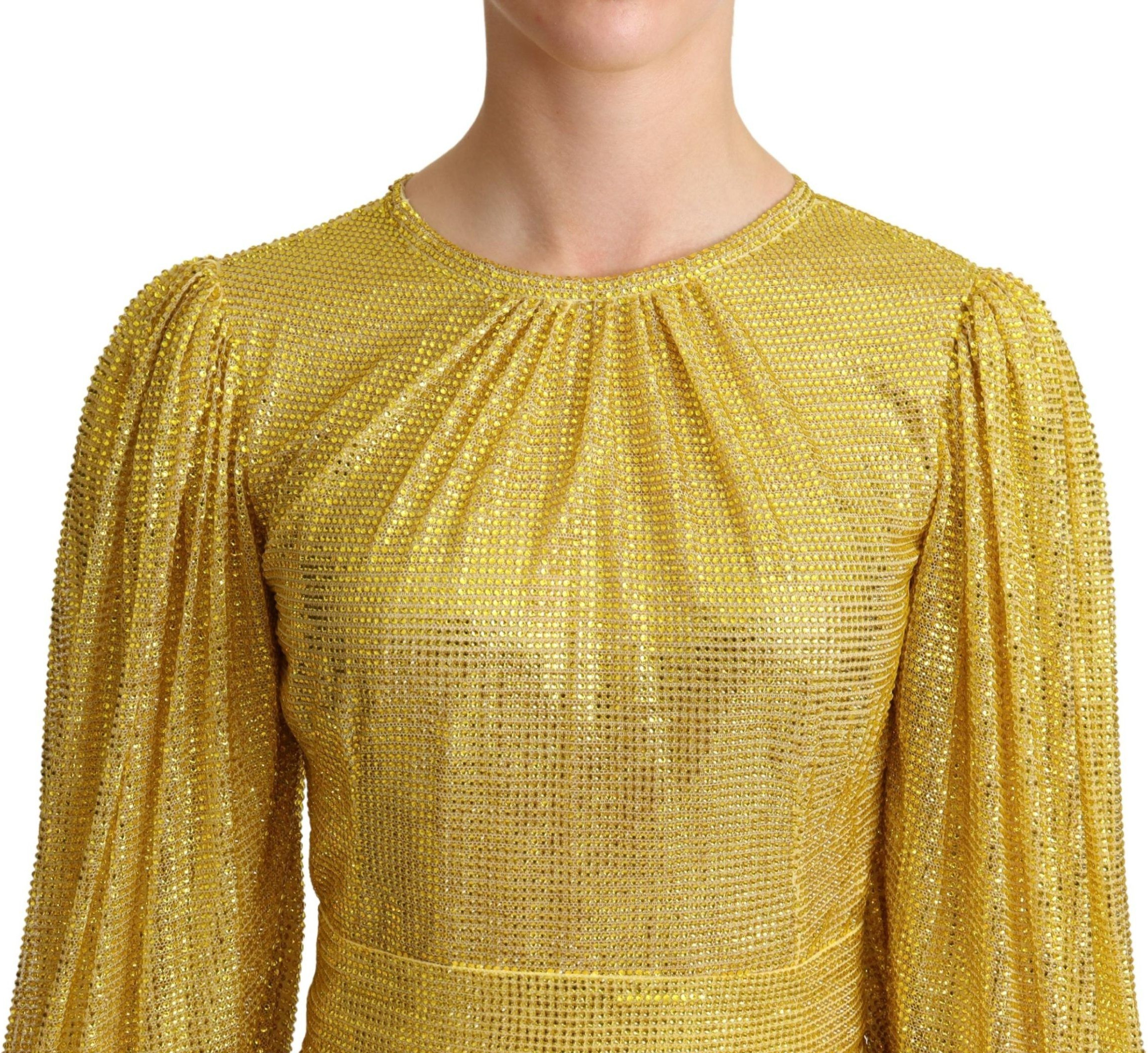 Maxi Ko'ylak Dolce & Gabbana Sariq Kristalli To'rli Kiyim
