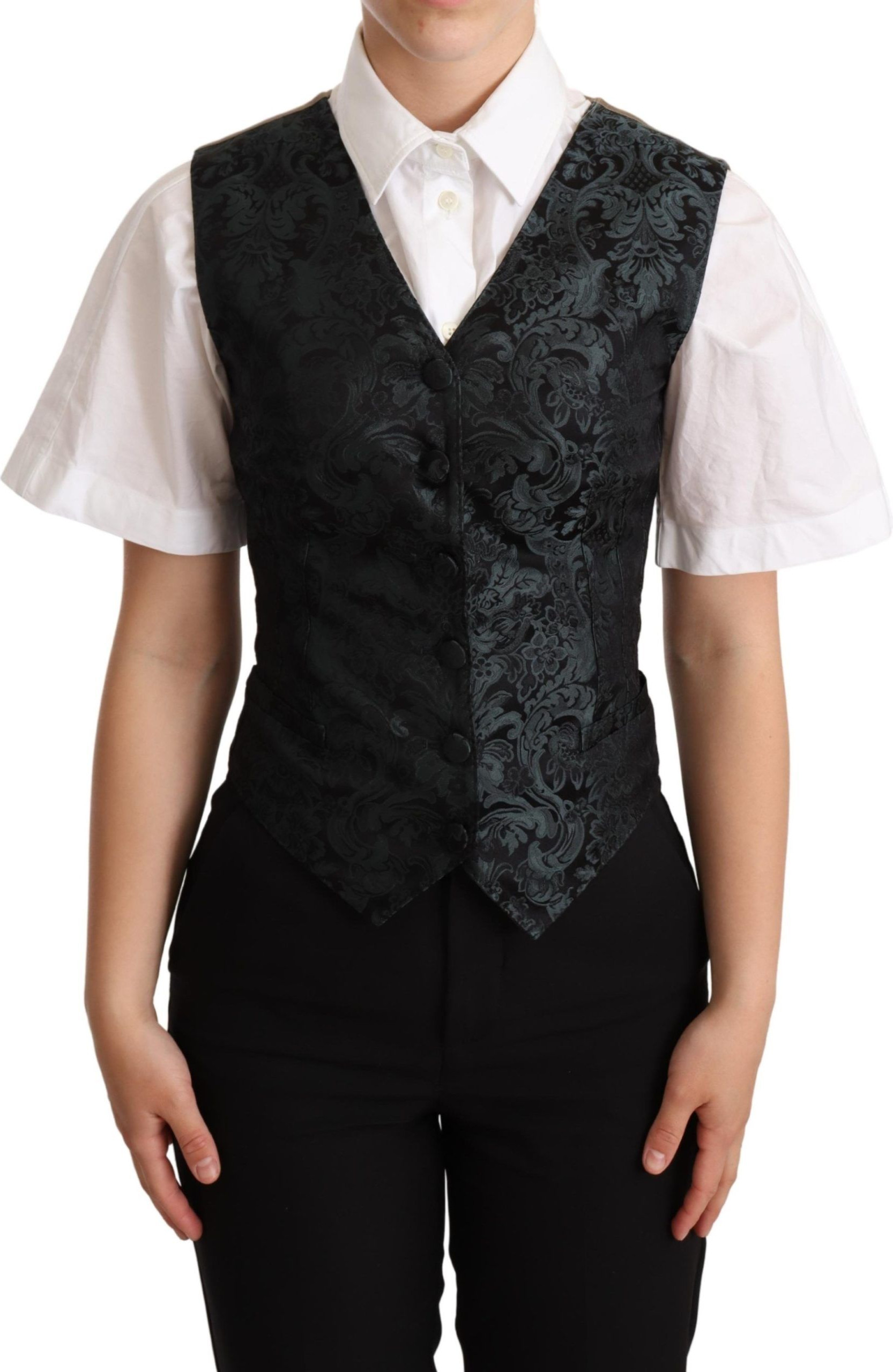 Dolce & Gabbana Black Jacquard Floral Usluk