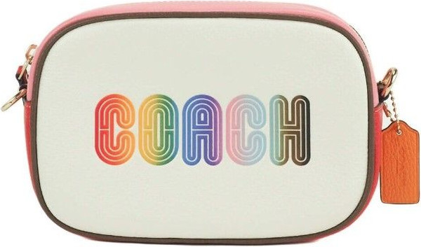 Сумка через плечо Coach Jamie Mini с логотипом «Радуга» из кожи, модель Camera Crossbody Bag