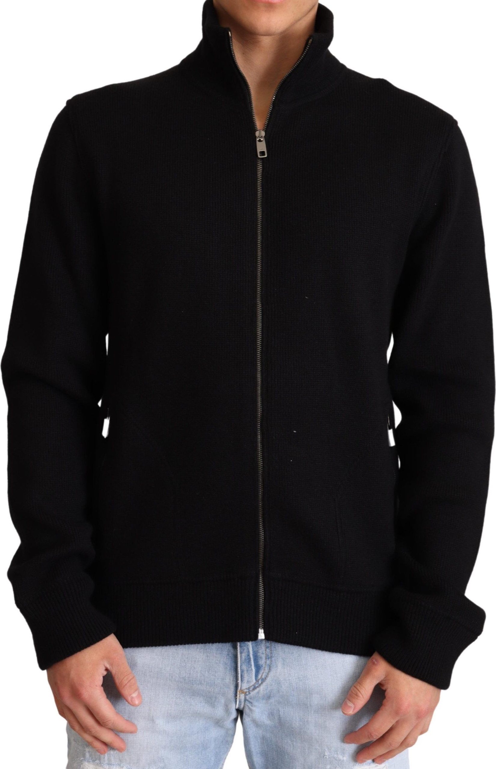 Jumper Dolce & Gabbana Black Cashmere Zipper Mens Sweater