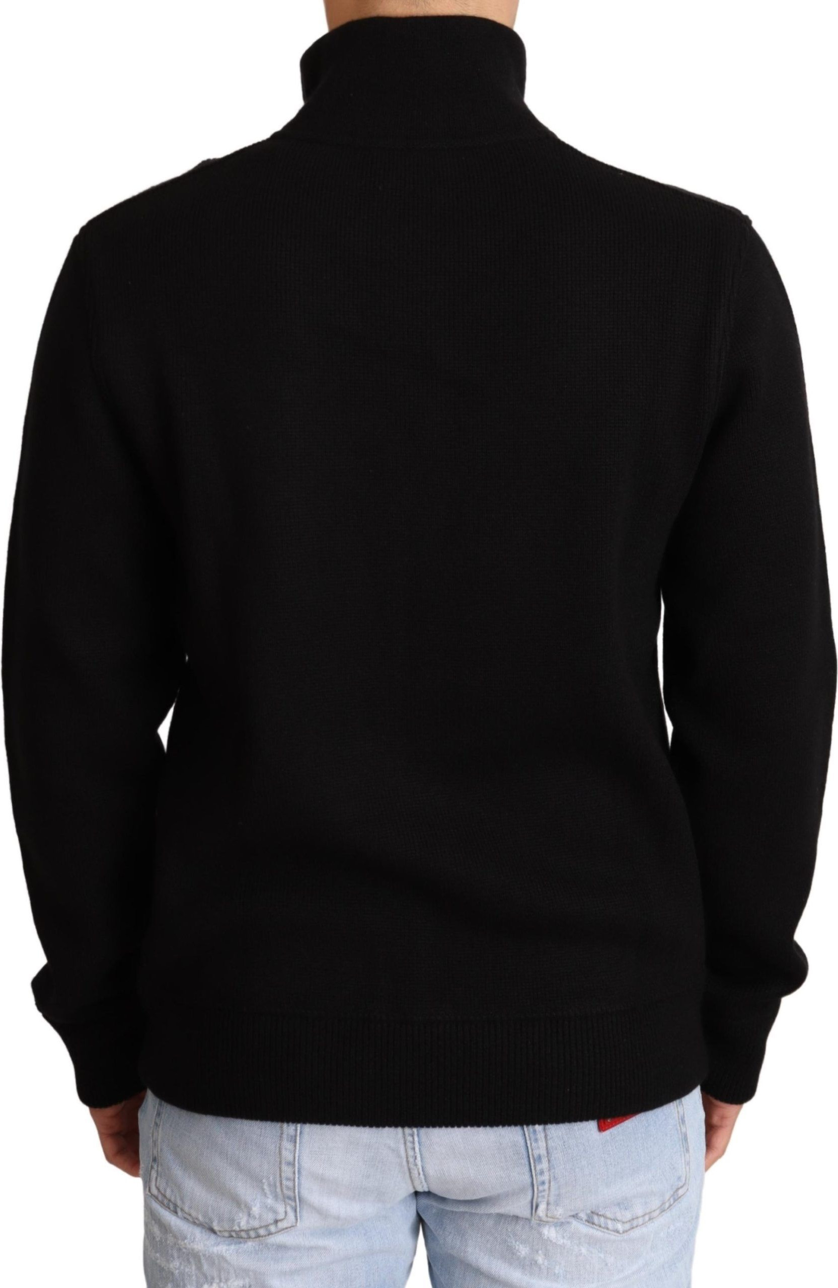 Jumper Dolce & Gabbana Black Cashmere Zipper Mens Sweater