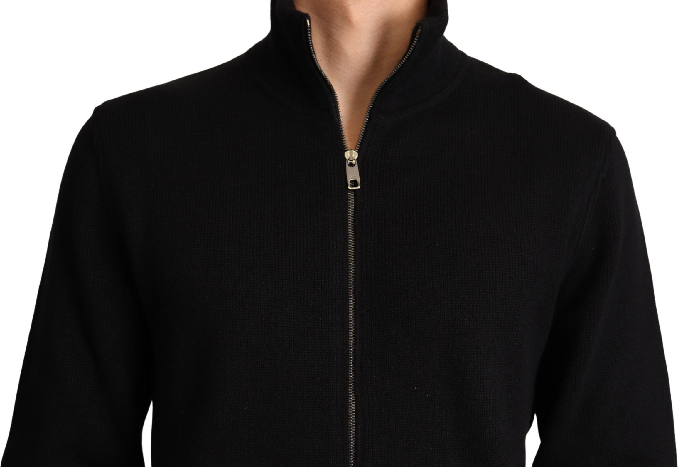 Jumper Dolce & Gabbana Black Cashmere Zipper Mens Sweater