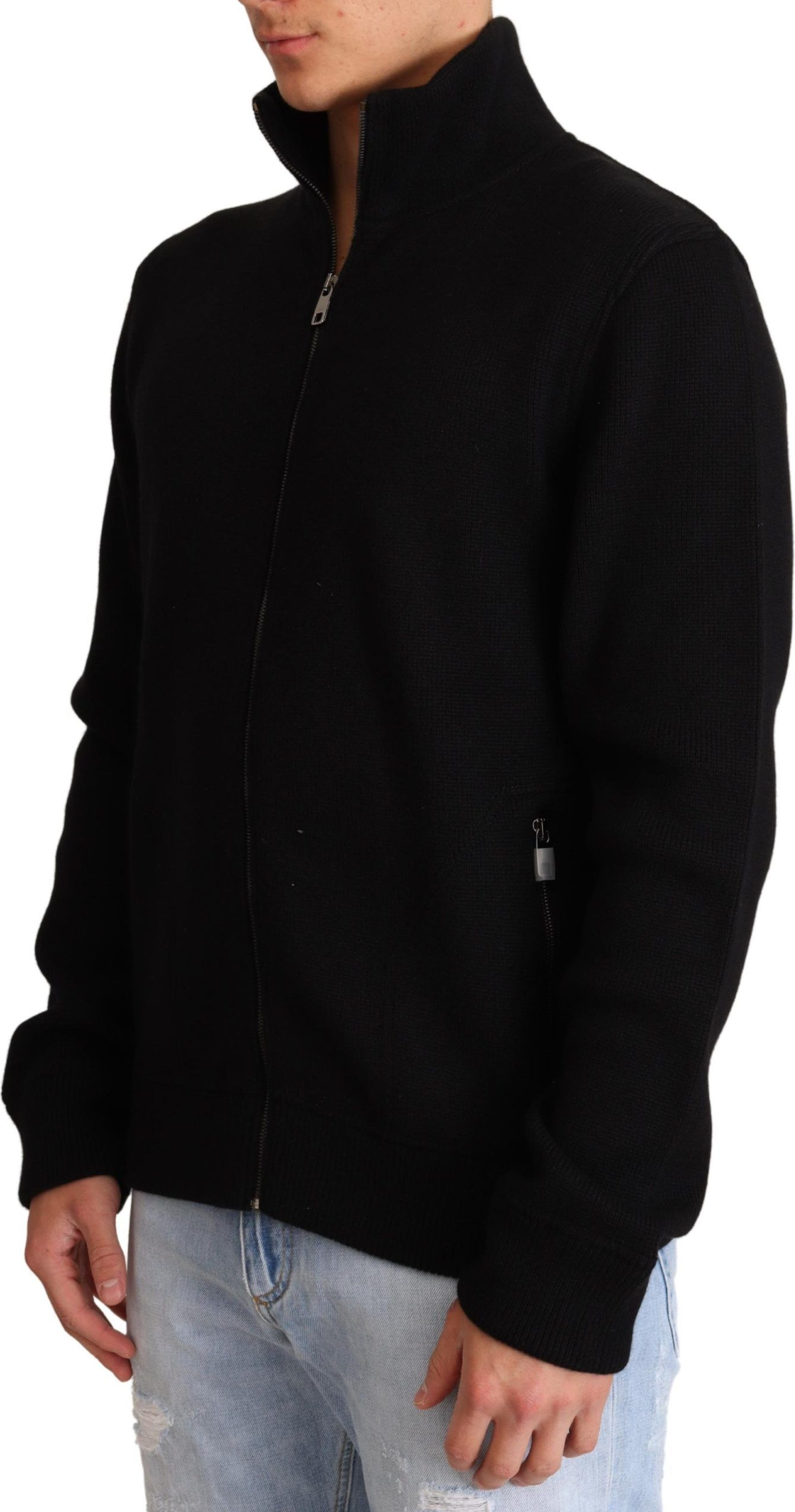 Jumper Dolce & Gabbana Black Cashmere Zipper Mens Sweater