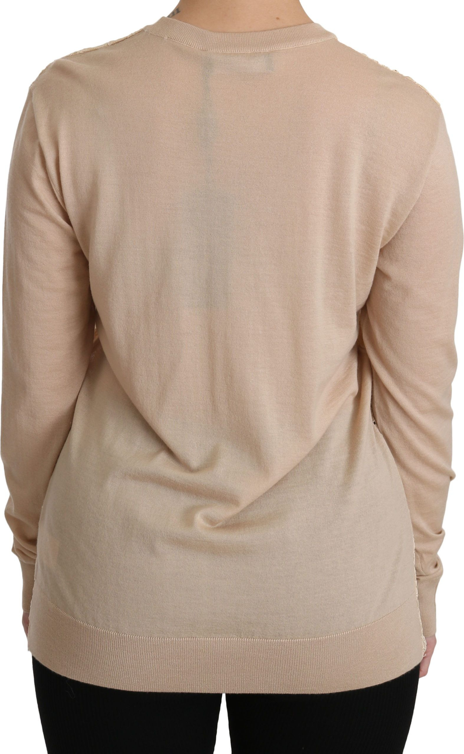 Dolce & Gabbana Beige Dantel Uzun Kollu Bluz
