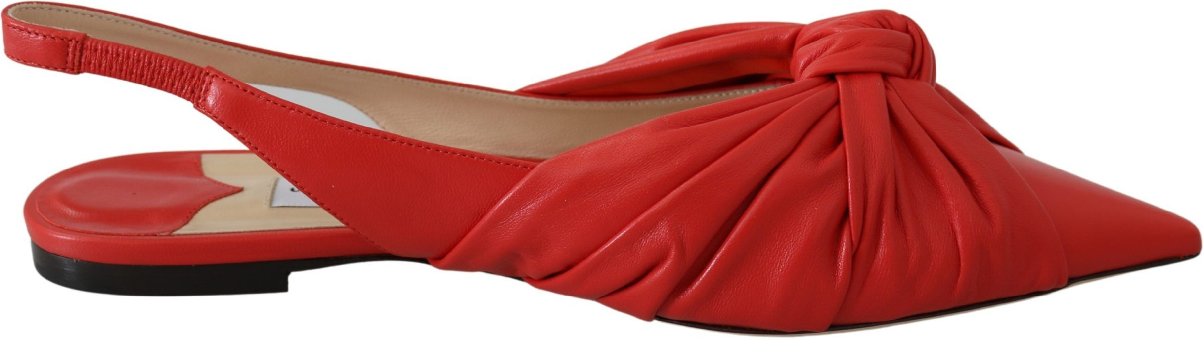 Балетки Jimmy Choo Шикарные Красные Туфли-лодочки на Остроконечном Носке из Кожи
