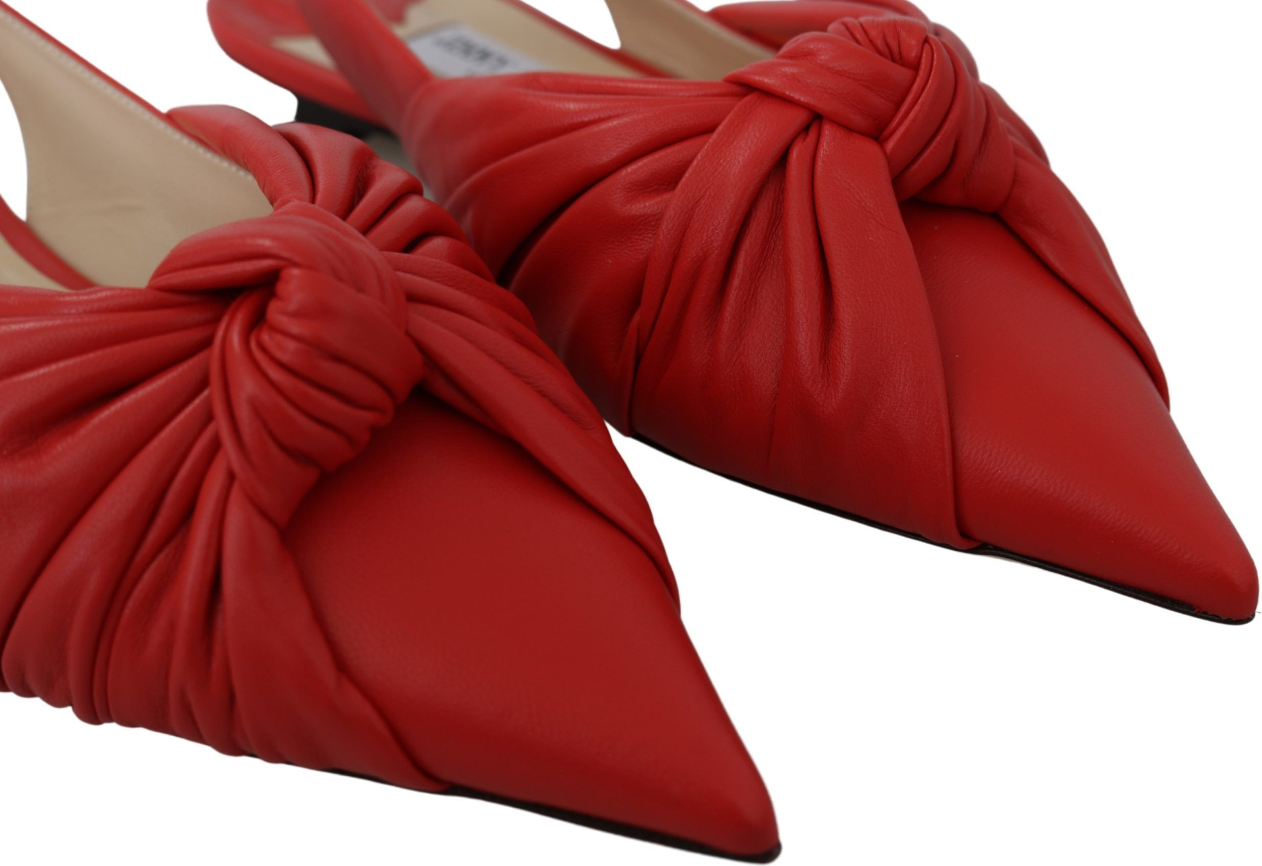 Балетки Jimmy Choo Шикарные Красные Туфли-лодочки на Остроконечном Носке из Кожи