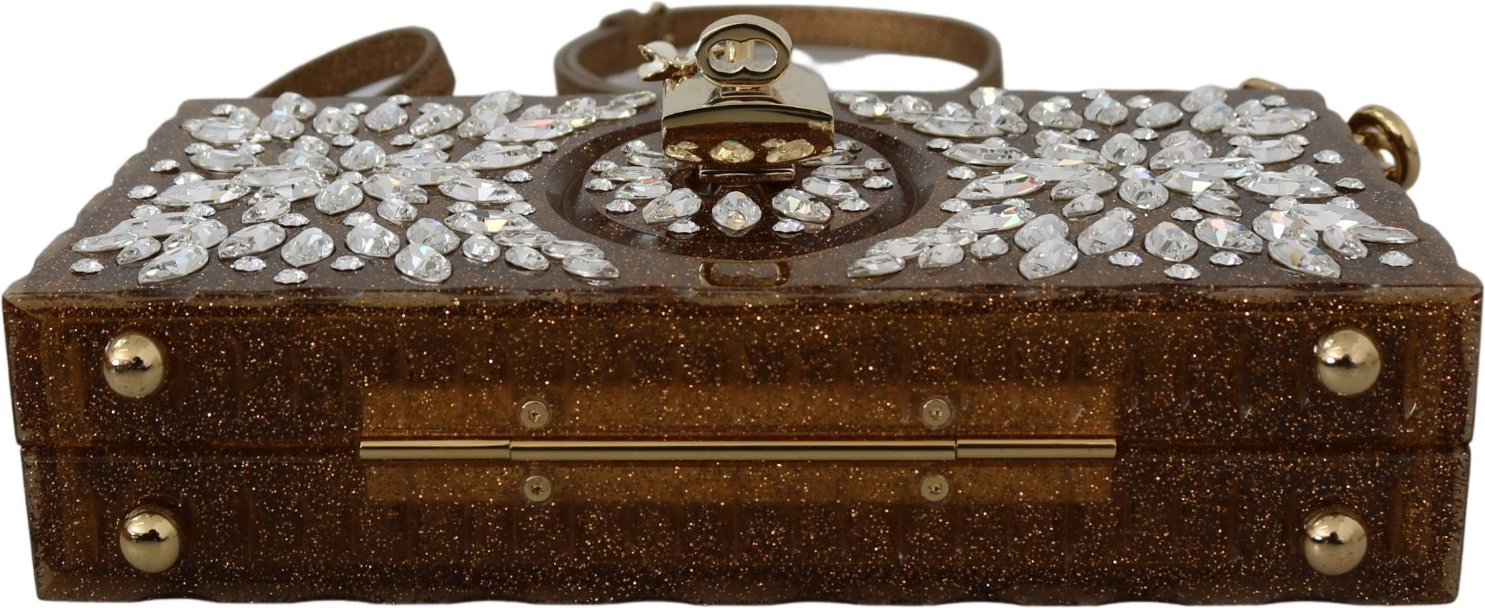 Клатч Dolce & Gabbana Элегантный позолоченный клатч-бокс со стразами