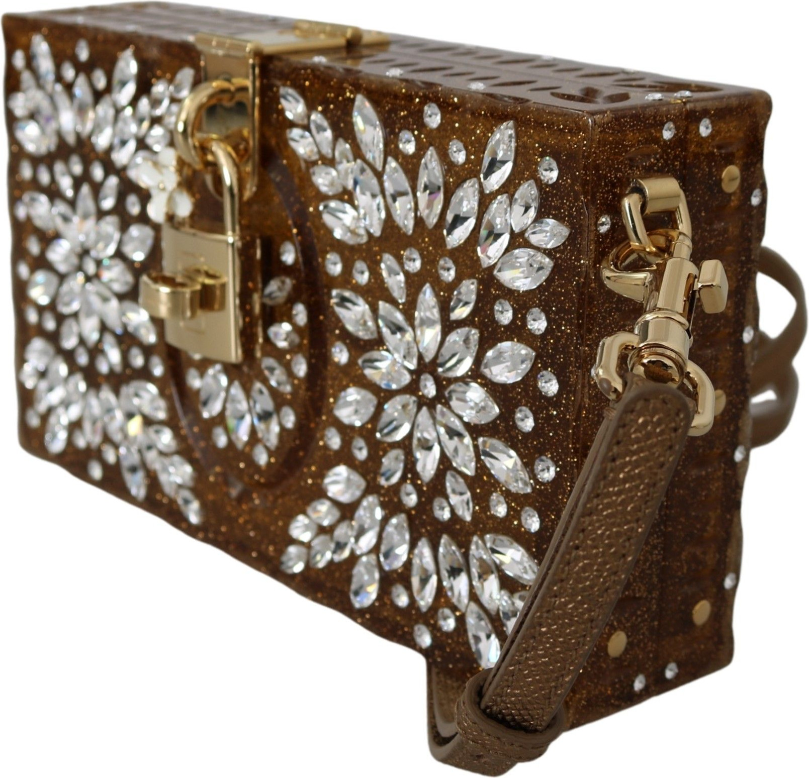 Клатч Dolce & Gabbana Элегантный позолоченный клатч-бокс со стразами