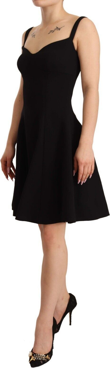 Dress Dolce & Gabbana Black Fit Flare Wool Stretch Sheath Dress