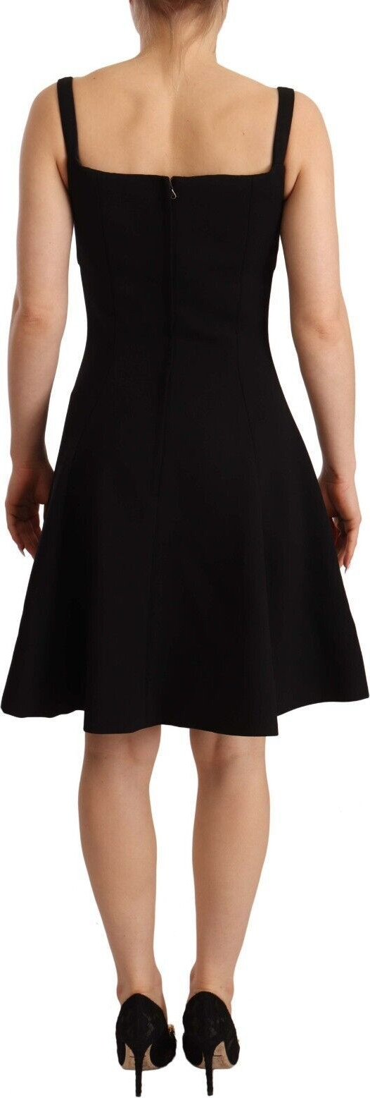 Dress Dolce & Gabbana Black Fit Flare Wool Stretch Sheath Dress