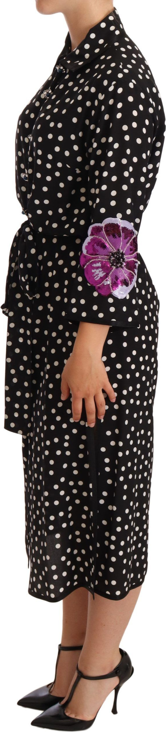 Dolce & Gabbana ko'ylagi Qora Oq Kristalli Munchoqli Gullar Bosma Kiyimi