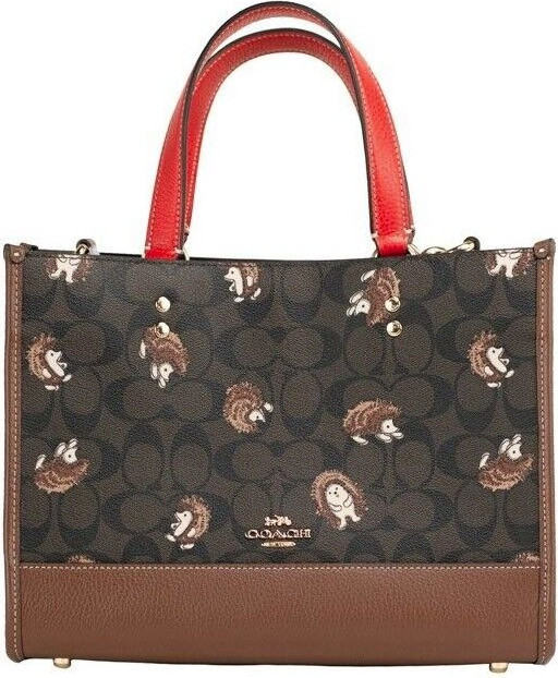 Tote Handbag Coach Dempsey Medium Hedgehog Print Coated Canvas Carryall Tote Handbag