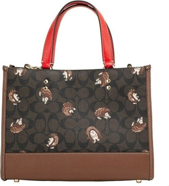 Tote Handbag Coach Dempsey Medium Hedgehog Print Coated Canvas Carryall Tote Handbag