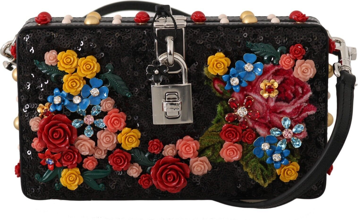 Сумка-коробка Dolce & Gabbana Шикарная кожаная с цветочной отделкой