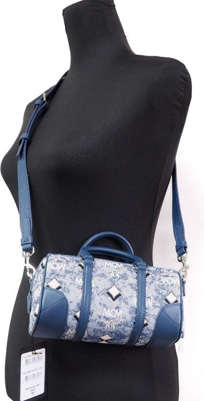 Satchel Crossbody Handbag MCM Boston Mini Vintage Jacquard Logo