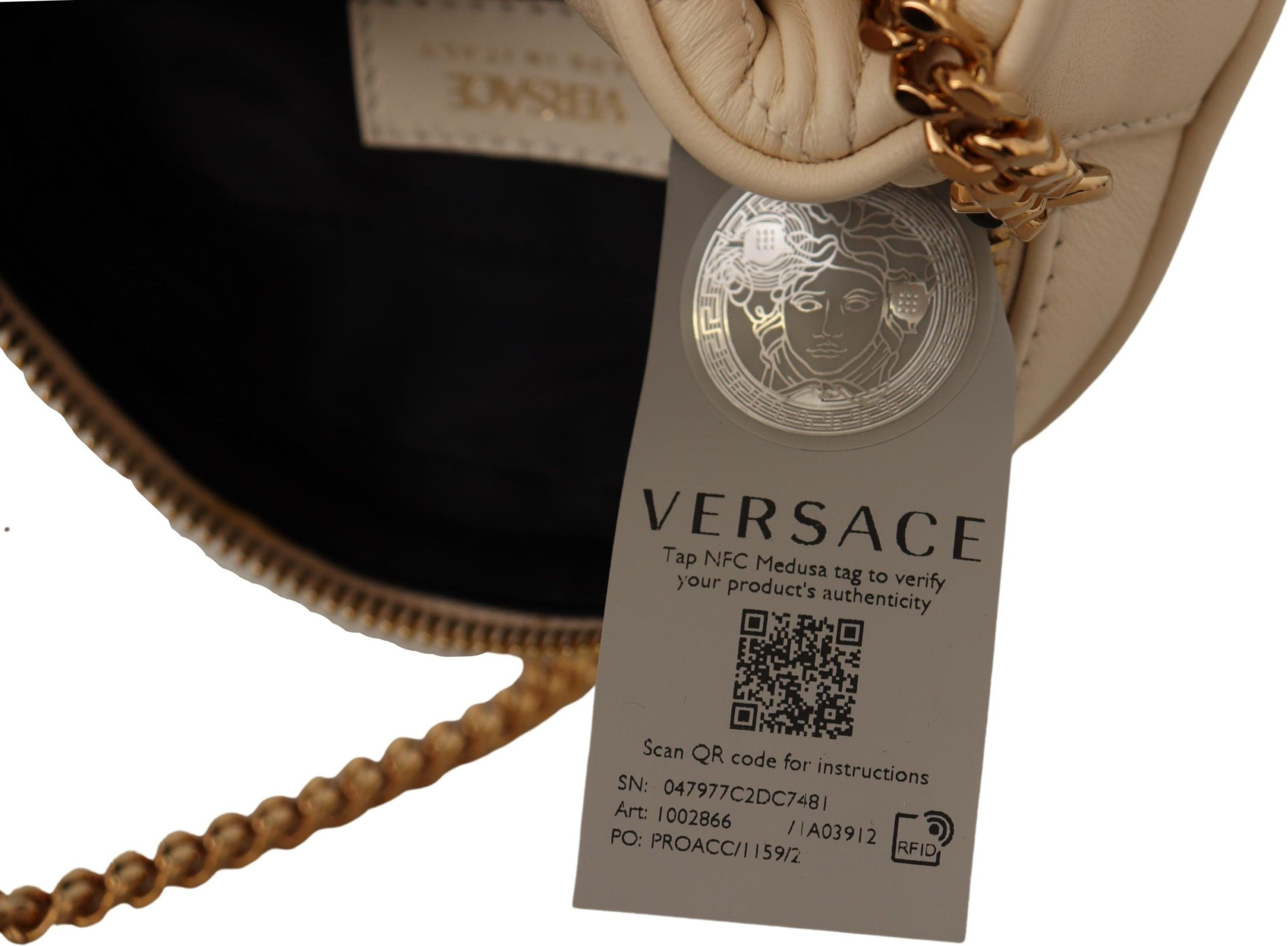 Сумка через плечо Versace Элегантная Белая Наппа Кожа Круглая