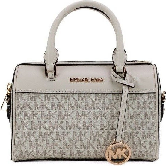 Handbag Michael Kors Travel XS Light Cream Signature PVC Duffle Crossbody