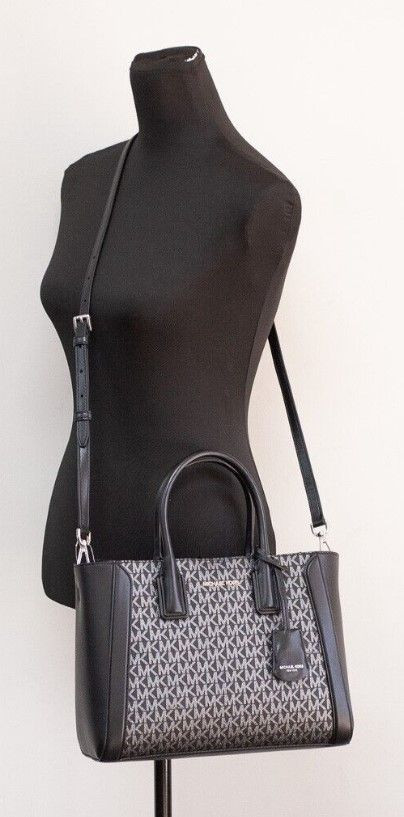 Satchel Handbag Michael Kors Kali Medium Black Signature PVC