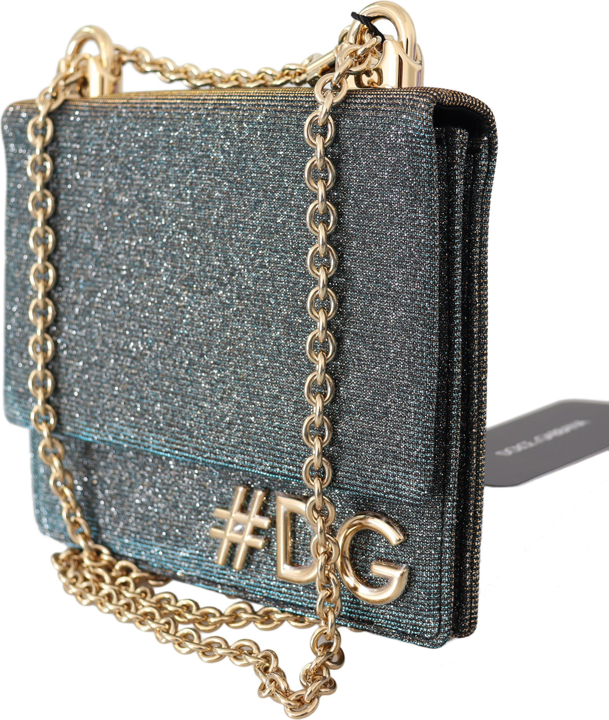 Dolce & Gabbana Zamagi Sumkasi-Kulgina Zamonaviy Kiyim-Bosh Moviy Mini Zamagi Gold aksessuarlar bilan