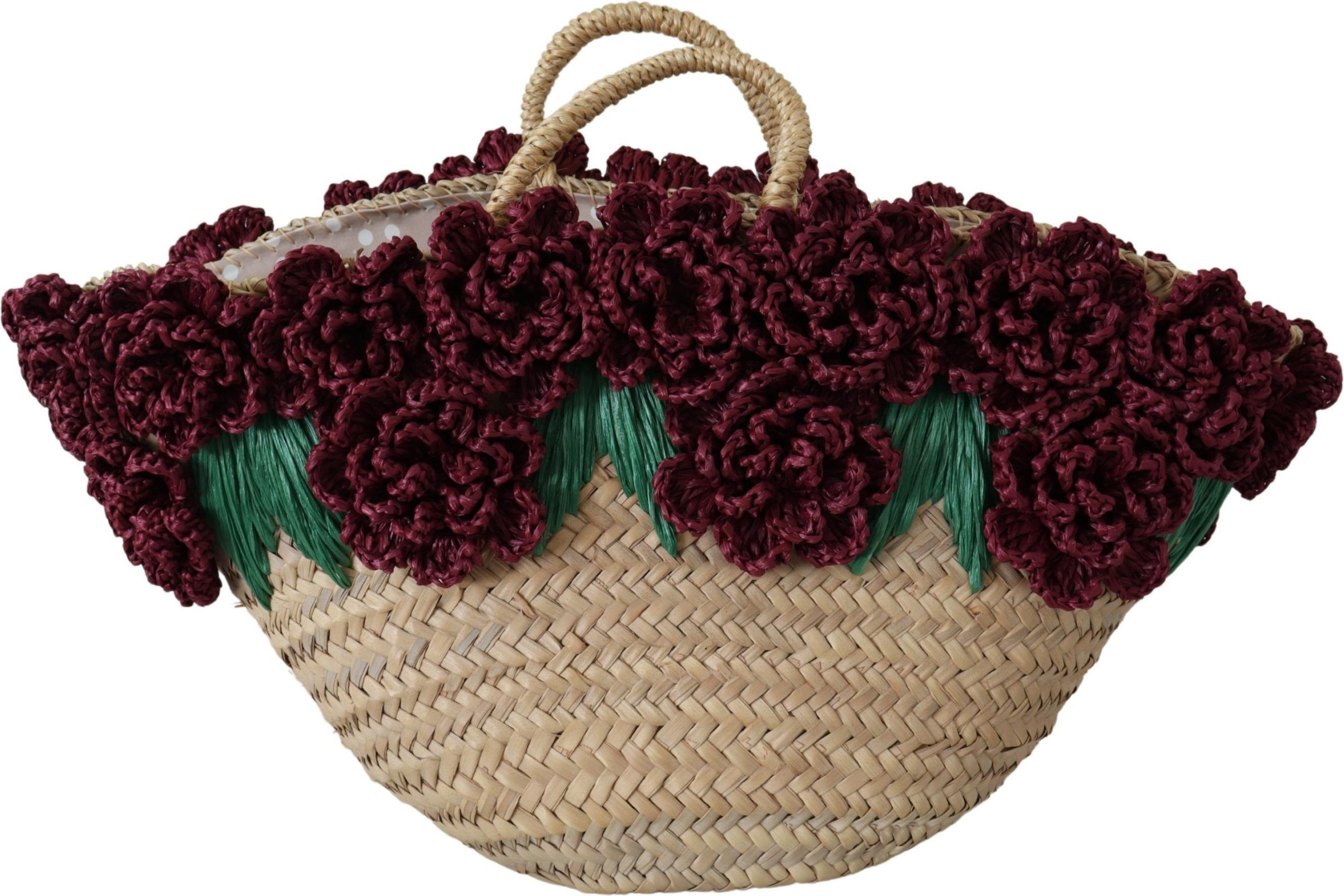 Tote Bag Dolce & Gabbana Chic Floral Straw Tote Elegance