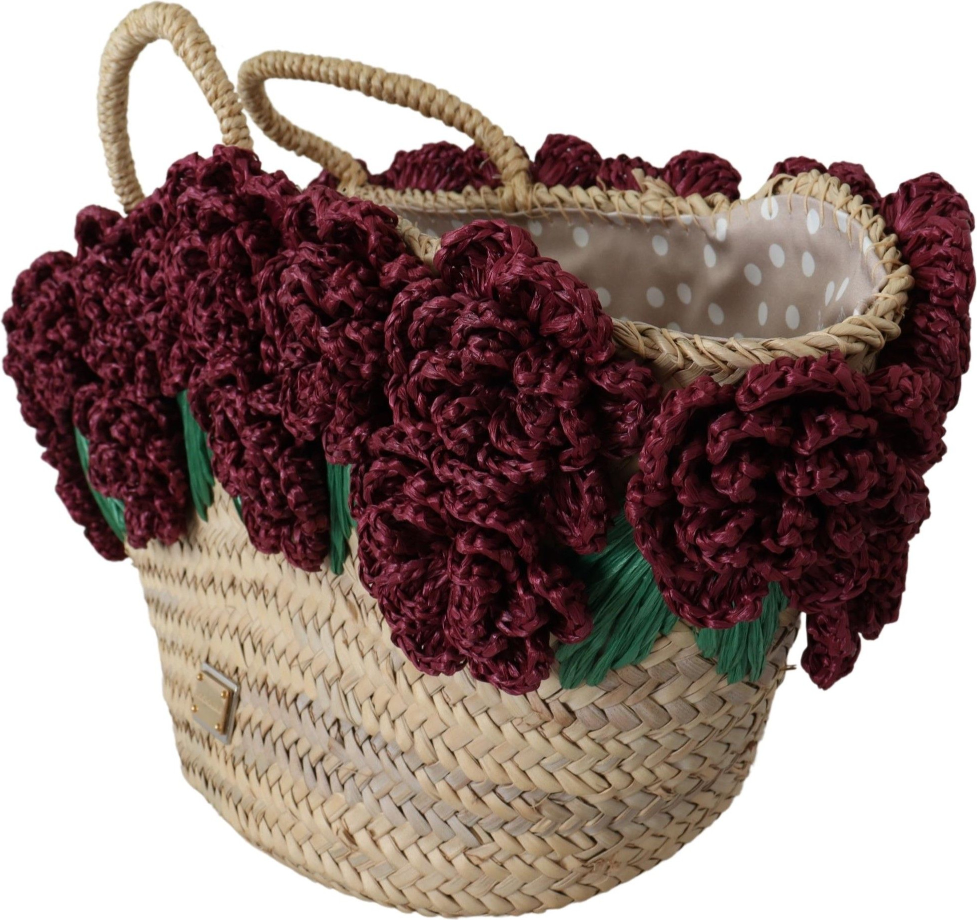 Tote Bag Dolce & Gabbana Chic Floral Straw Tote Elegance