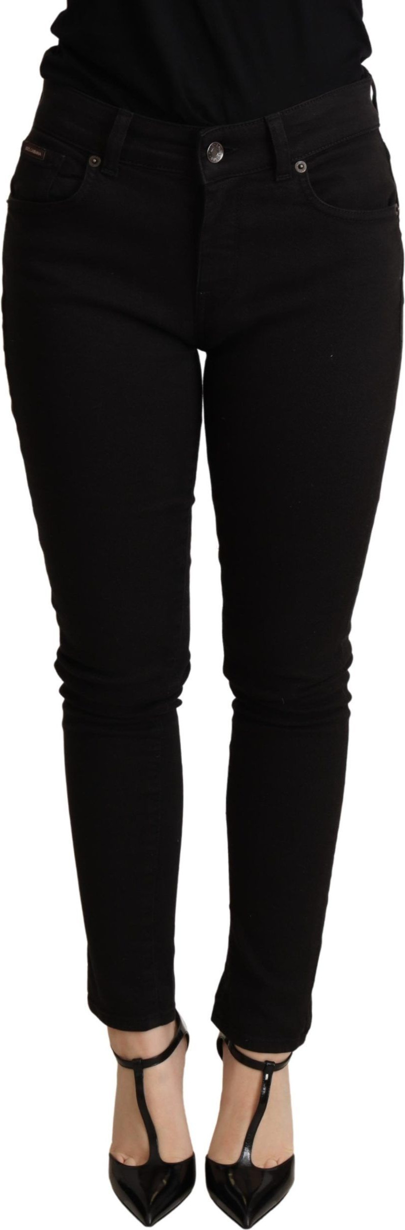 Trouser Dolce & Gabbana Black Skinny Denim Cotton Stretch Trouser