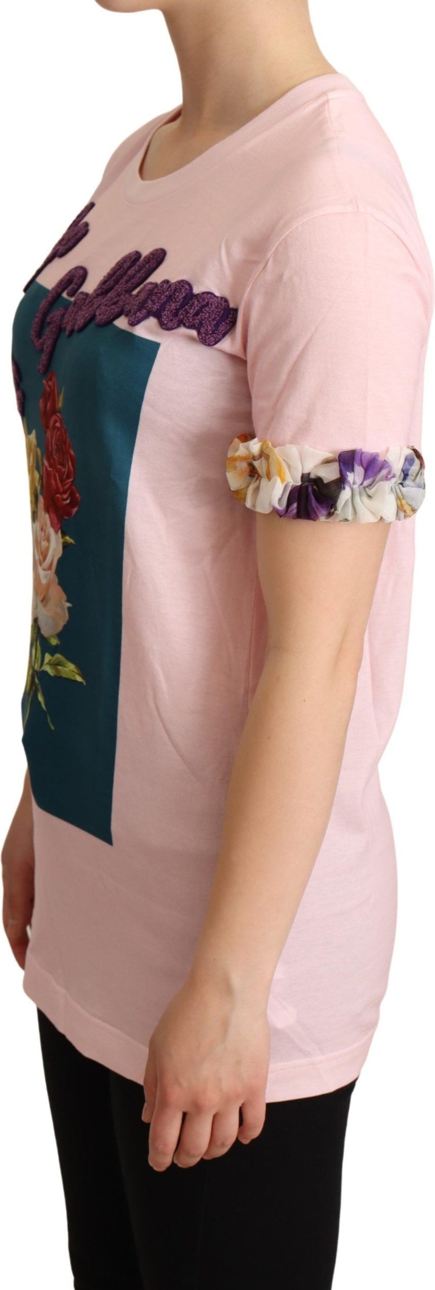 Dolce & Gabbana dan Pushut, To'q Pink Paxta Gullar Gul Roz Bo'yin