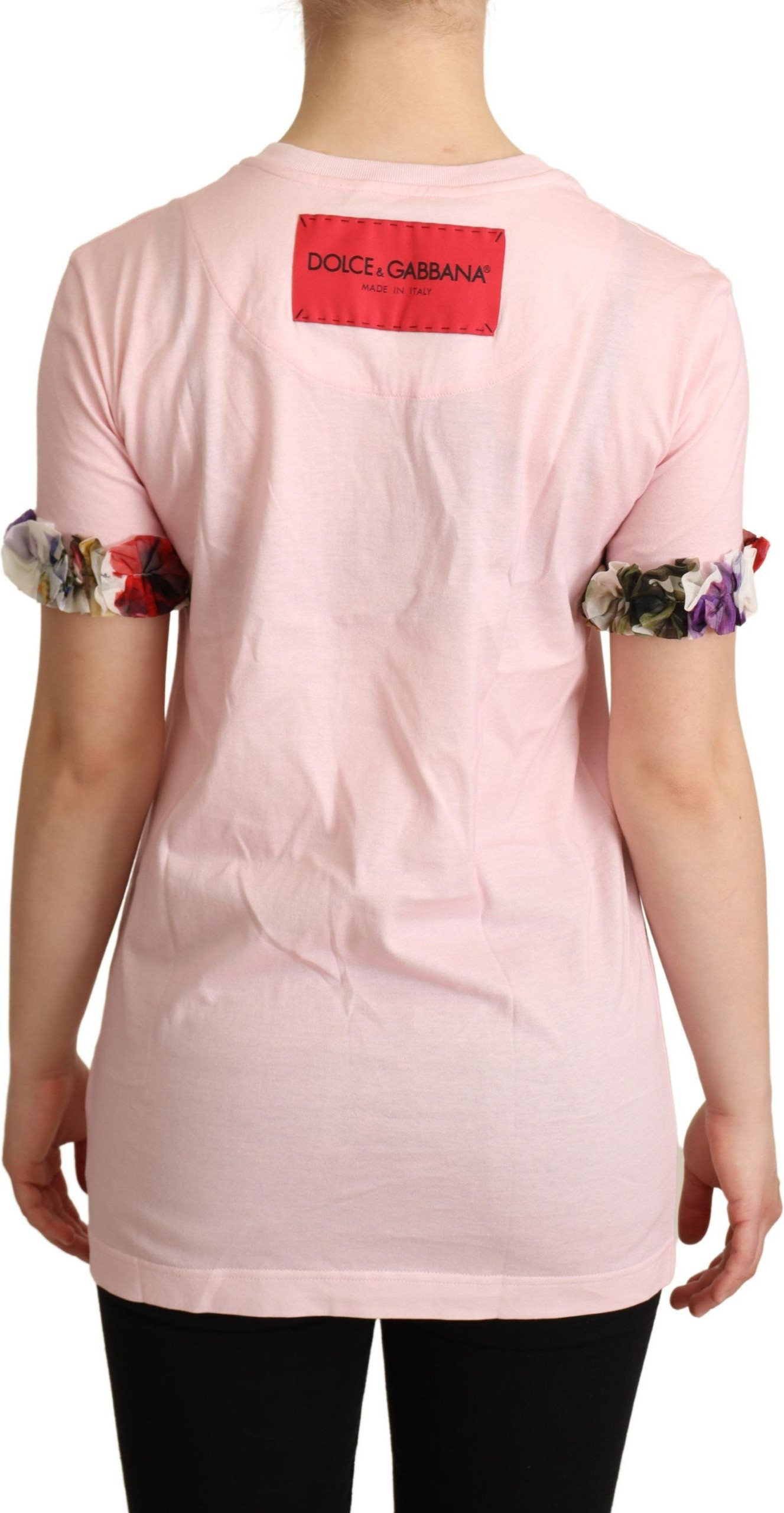 Dolce & Gabbana dan Pushut, To'q Pink Paxta Gullar Gul Roz Bo'yin