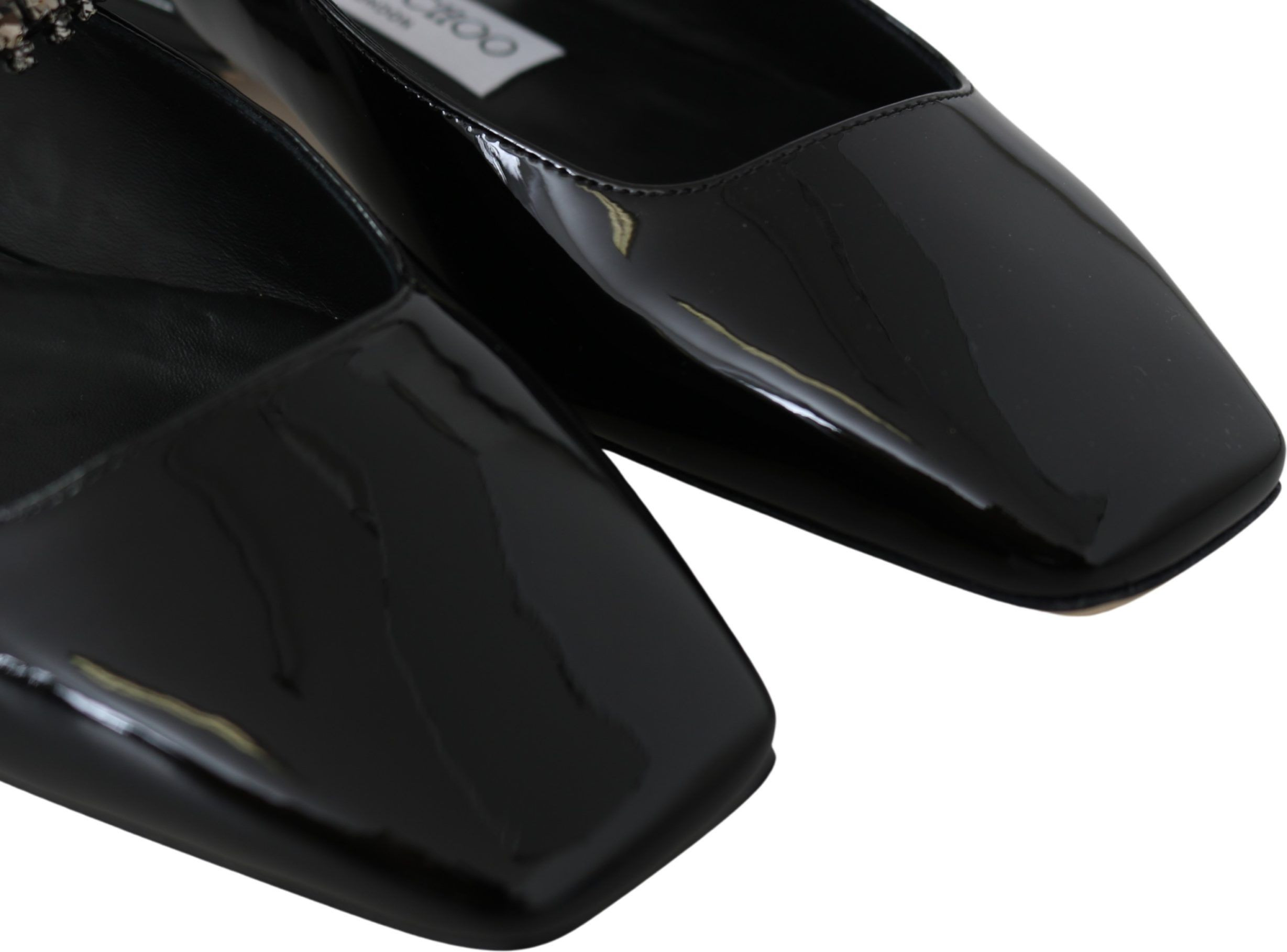 Flats Jimmy Choo Elegant Black Patent Flats with Crystal Accent